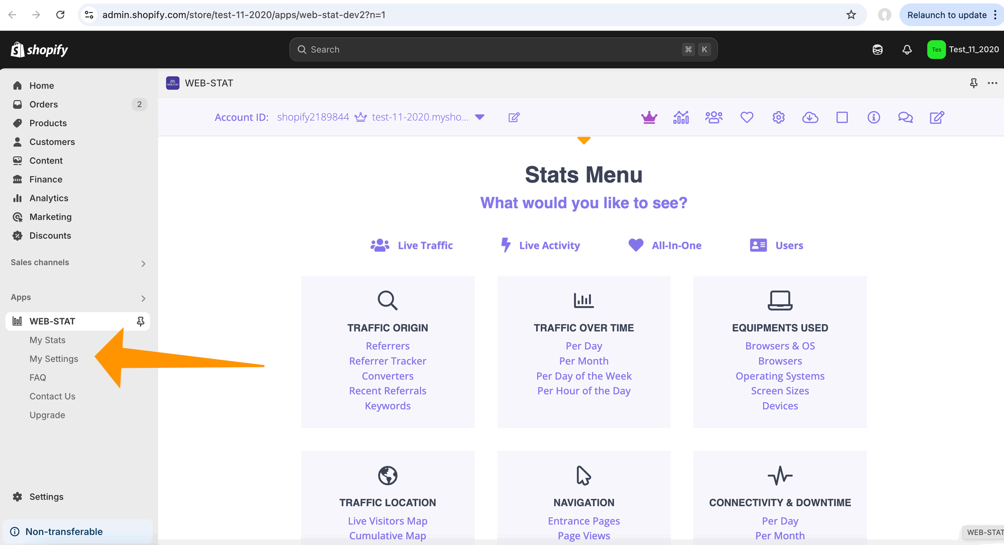 Web-Stat 7 hinzufügen