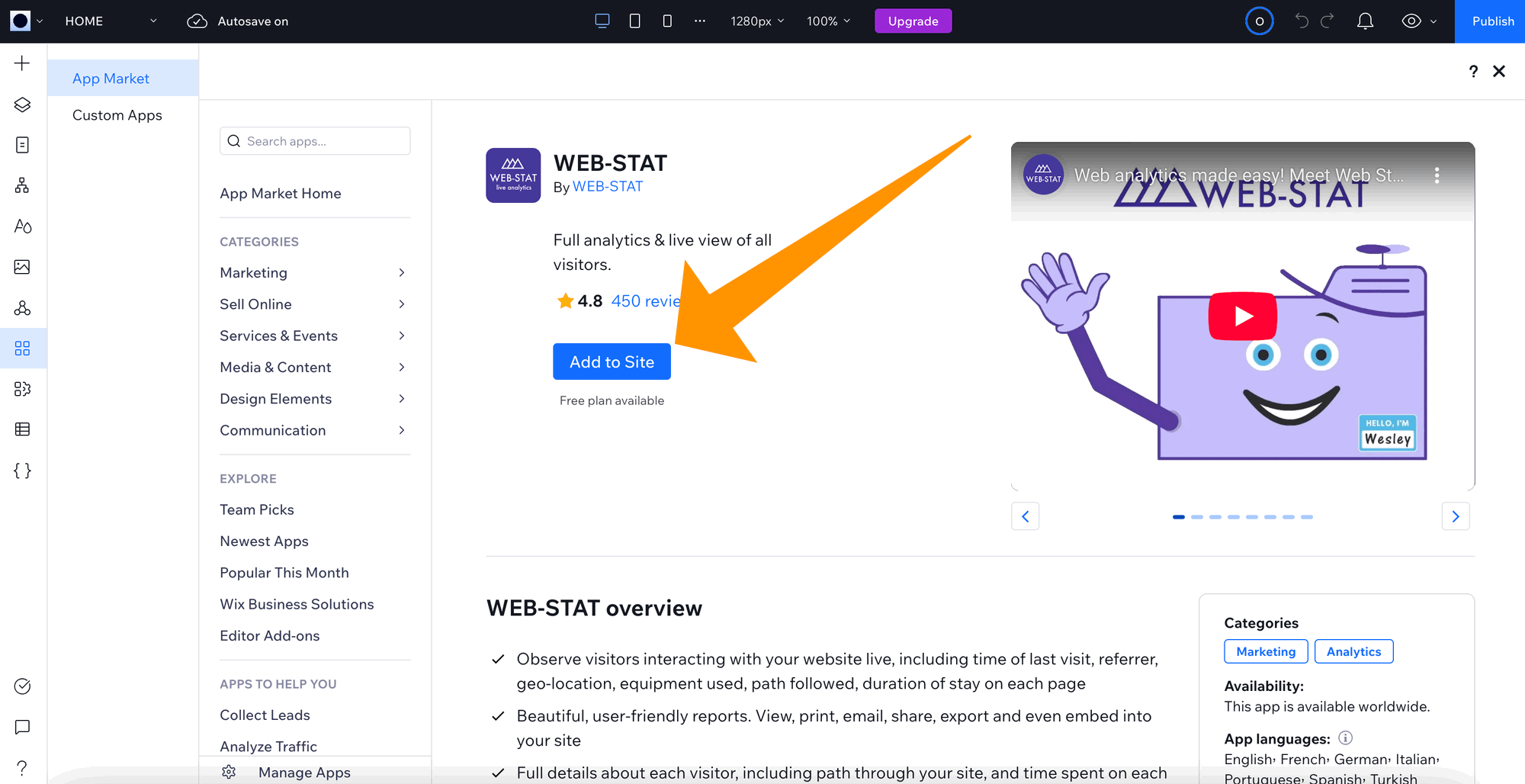 Web-Stat 3 hinzufügen